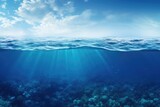 A stunning underwater view of the ocean and sky. Perfect for travel and nature concepts