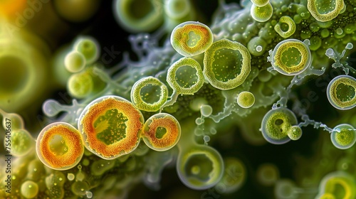 Microscopic view of fruit fungus and bacterial infections