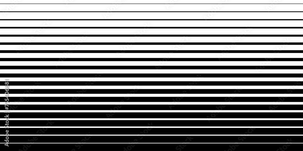 Half tone line pattern. Faded halftone black lines. Fading gradient background. Horizontal abstract geometric texture with parallel stripes. Gradient pattern. Vector illustration on white background.