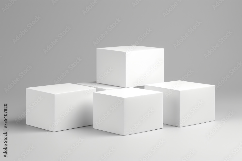 Three white cubes stacked on top of each other. Suitable for business or abstract concepts Three white cubes stacked on top of each other. Suitable for business or abstract concepts