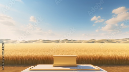 Empty podium at golden farmland 