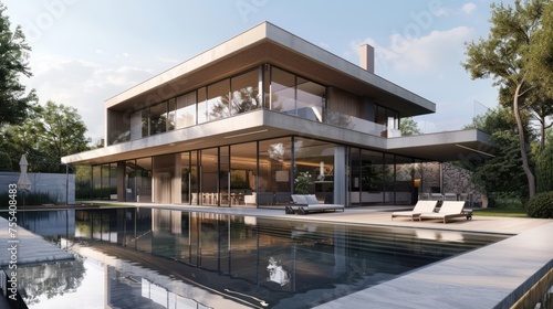 Modern house with pool ,Details of luxury homes, houses and grounds