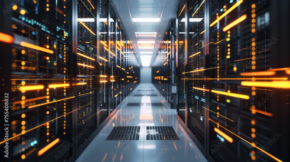 Internet concept data background,Corridor in Working Data Center Full of Rack Servers and Supercomputers Internet concept data background,Corridor in Working Data Center Full of Rack Servers and Supercomputers