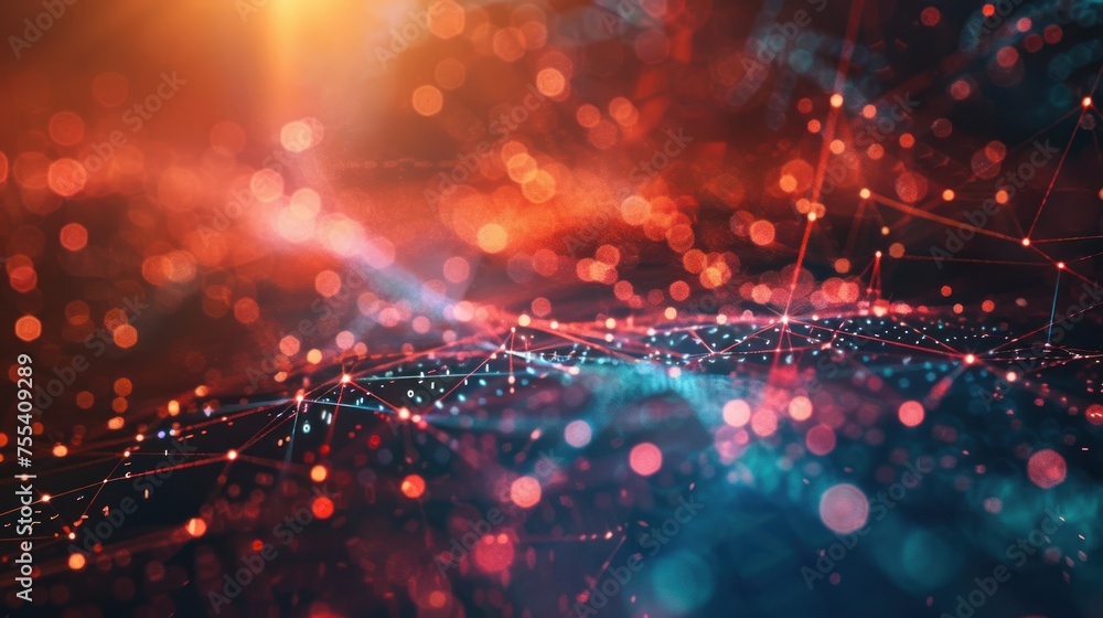 Obraz premium Abstract background. Connecting dots and lines ,Data technology background.