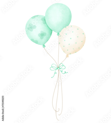Watercolor pastel balloons