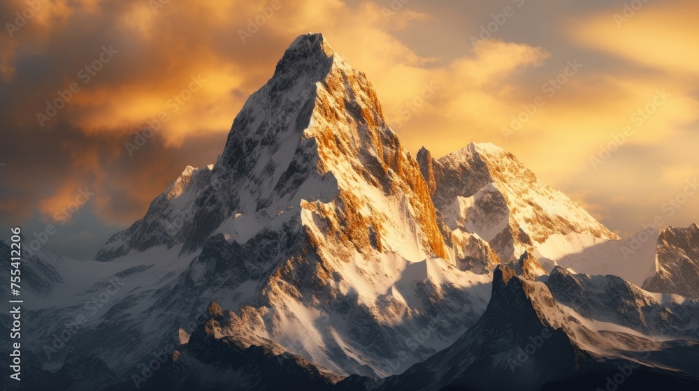 Panoramic view of mountains at sunset,