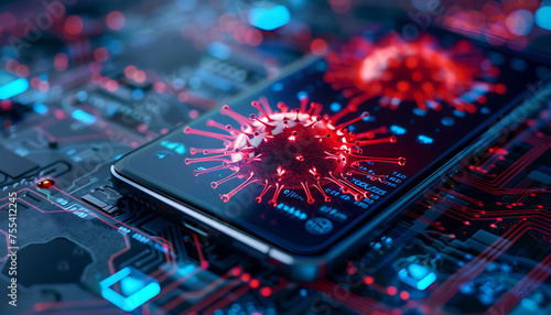 virus attacks on smartphones, trojans, attacks. photo