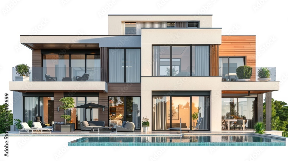 .3D rendering of a modern comfortable house with swimming pool, house, luxury, villa, modern, architecture, building, exterior, residential, property, designer .3D rendering of a modern comfortable house with swimming pool, house, luxury, villa, modern, architecture, building, exterior, residential, property, designer