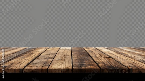 The foreground shows a wooden tabletop with a brown rustic countertop and background showing a realistic modern mock-up of a retro dining desk or plank texture.