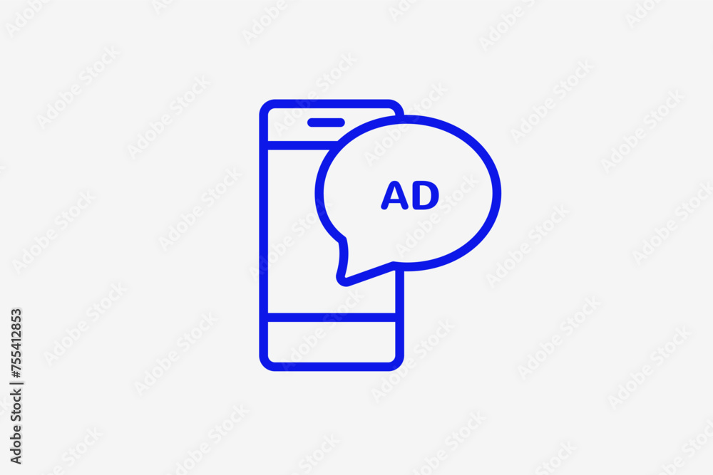 mobile advertising illustration in line style design. Vector illustration. mobile advertising illustration in line style design. Vector illustration.