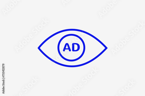  viewing ads illustration in line style design. Vector illustration.