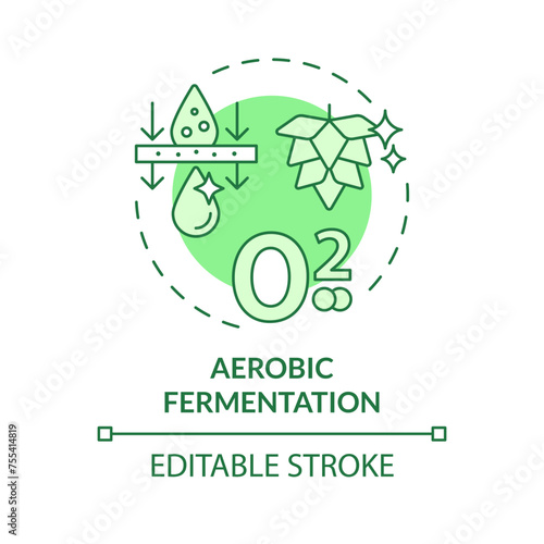 Aerobic fermentation green concept icon. Agricultural conditions, metabolic processes. Cultivation technology. Round shape line illustration. Abstract idea. Graphic design. Easy to use
