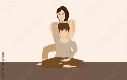 Thai massage, body contortion massage