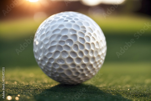 A close up of a golf ball with an isolated background