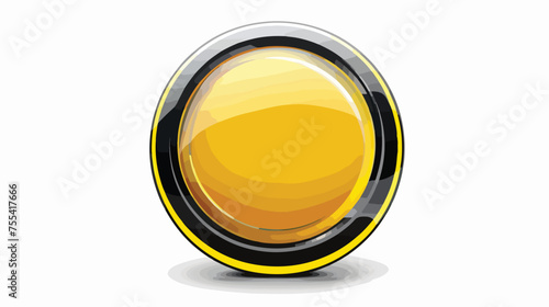 Metallic round glossy icon with black design on yello photo