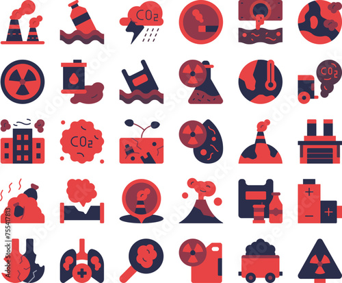 Pollution icon set