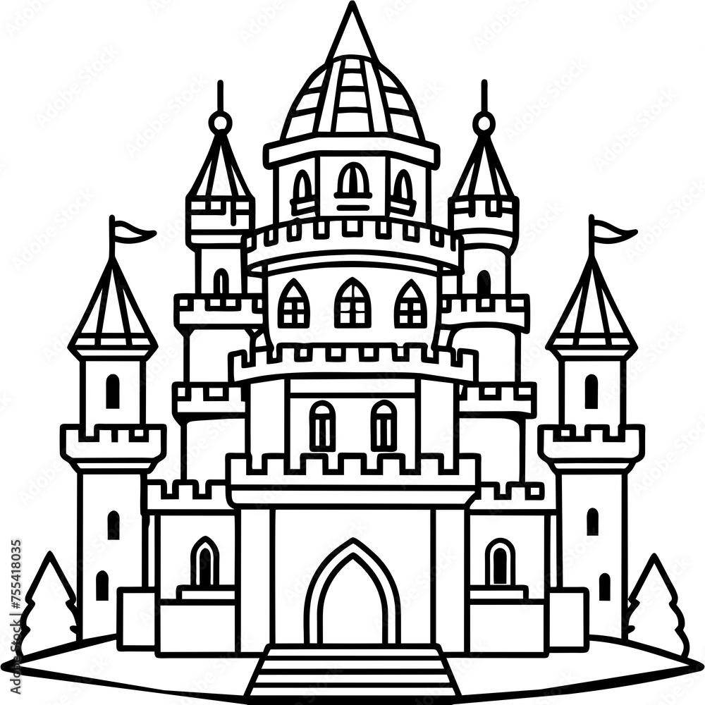 king castle vector, illustration of a castle
