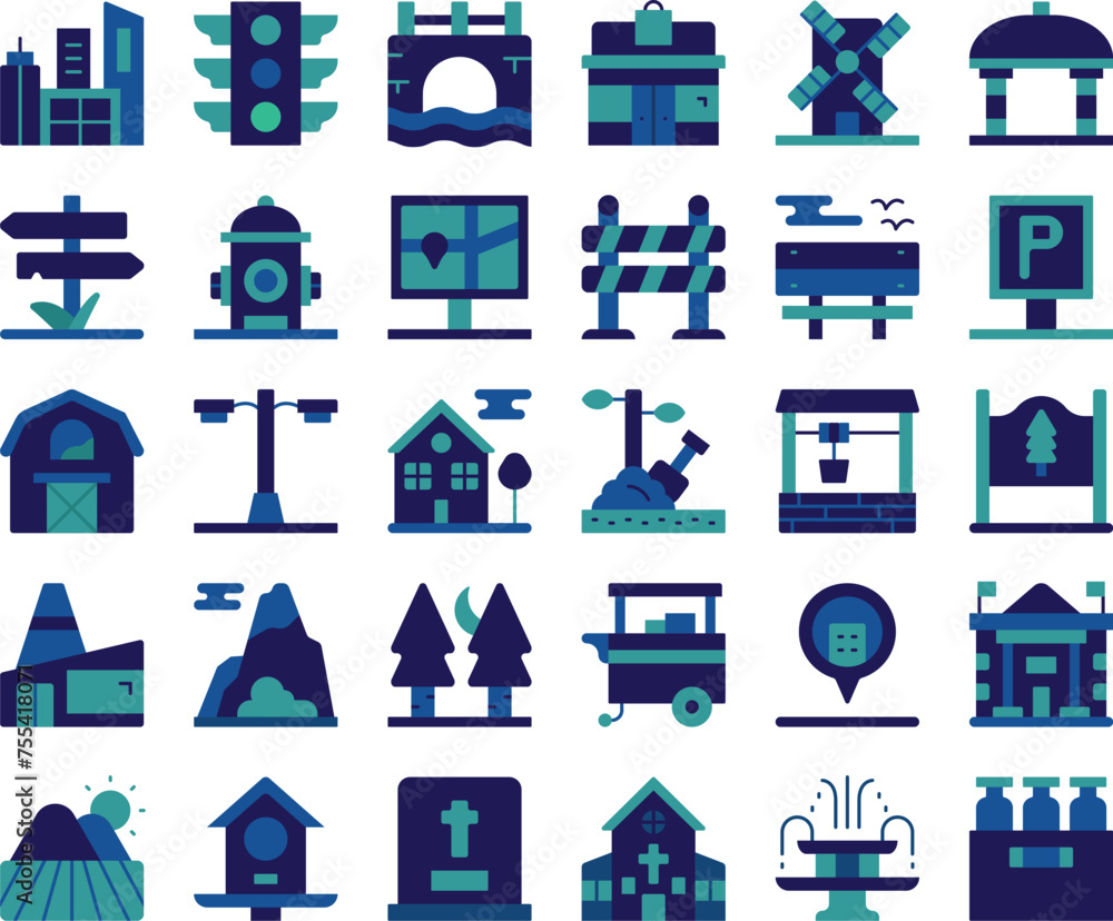 Village icon set Village icon set