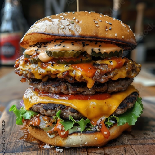 a delicious and gigantic spring burger