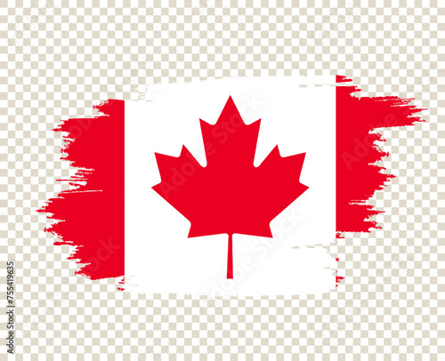 Grunge Canada flag. Isolated flag with grunge texture. Vector flag of Canada.