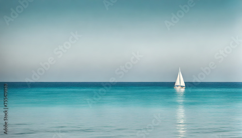 Azure ocean sailboat scene