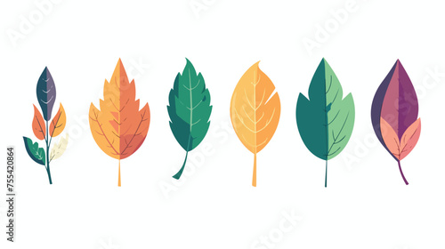 vector colored leaf elements leaf flat vector isolated