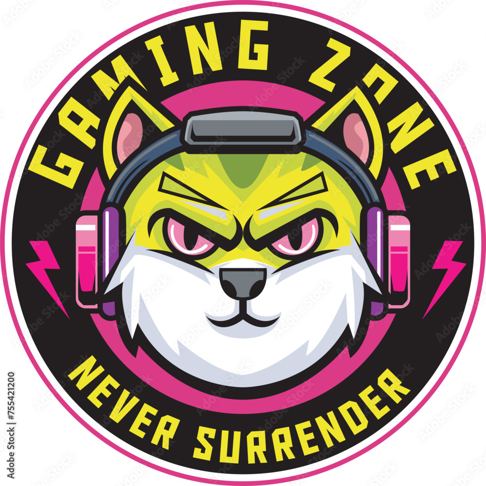 Obraz premium Vector Illustration of Cat wearing Headphone with Vintage Hand Drawing Style Available for Tshirt Design