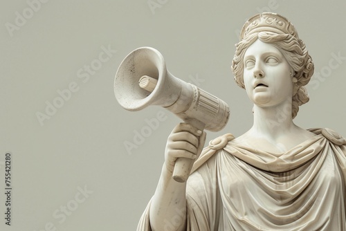 Greek Marble Statue With Megaphone: A Fusion of Ancient and Modern