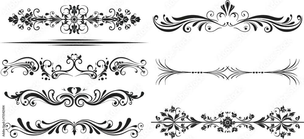Set Of Decorative Calligraphic Elements for invitation cards