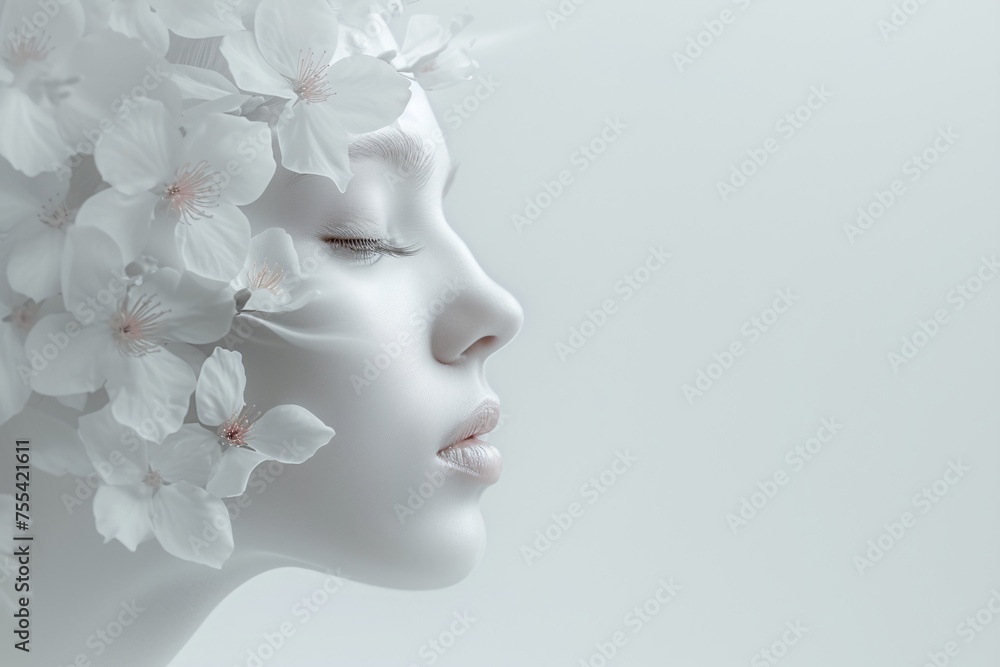 Woman Adorned With White Flowers Woman Adorned With White Flowers