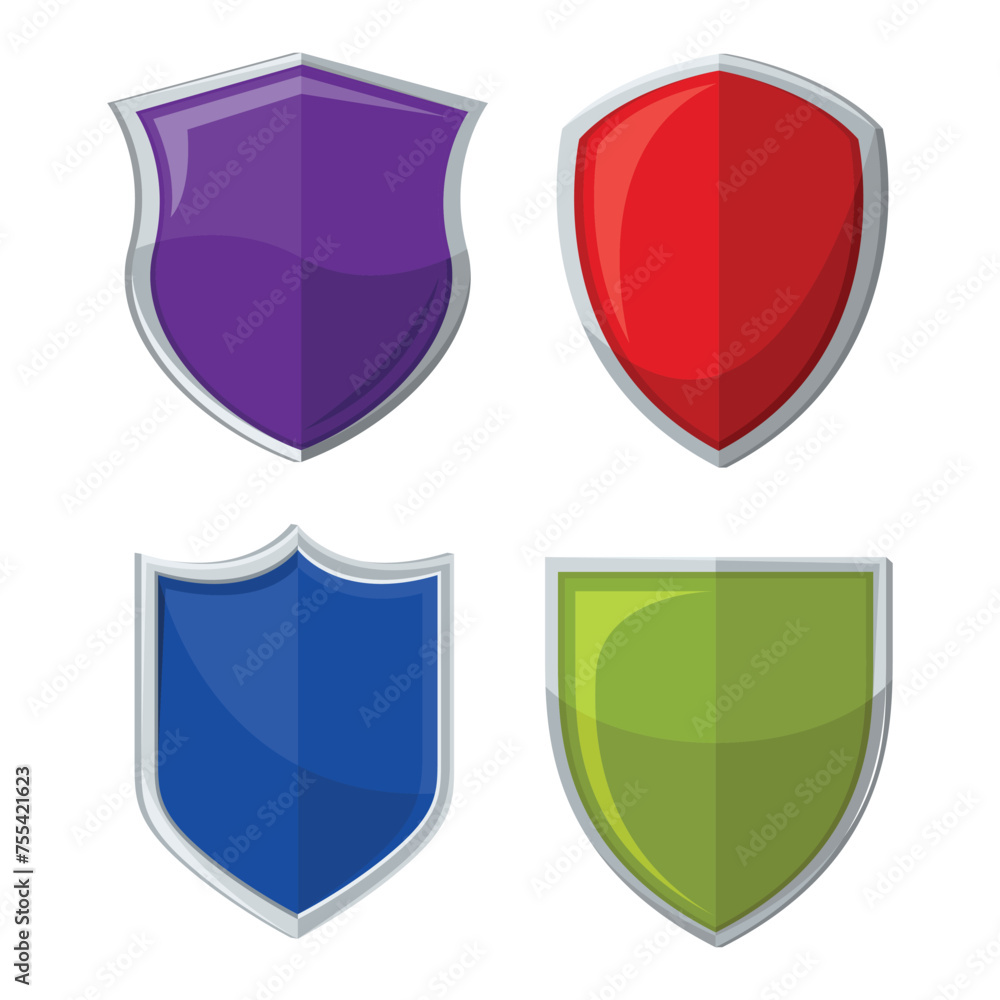 vector illustration of shields of various shapes and colors vector illustration of shields of various shapes and colors