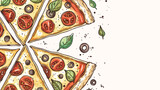 Vector image Pizza hand-drawn design menu packing int