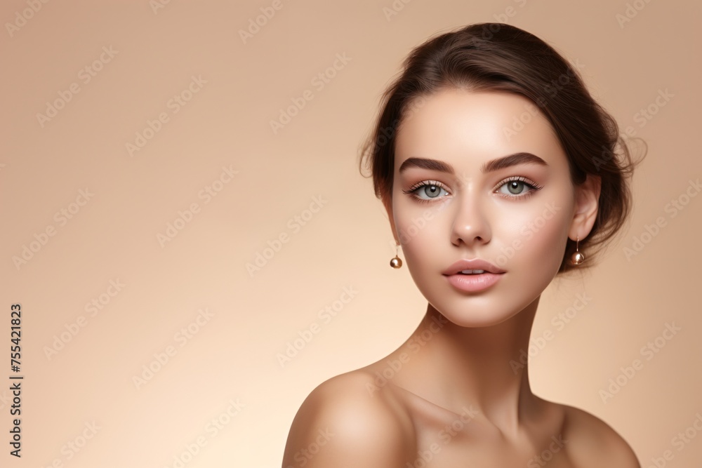 Serene Beauty: Woman With Natural Clean Complexion Serene Beauty: Woman With Natural Clean Complexion