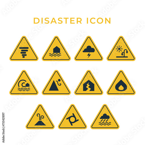 disaster flat icons and symbol warning sign