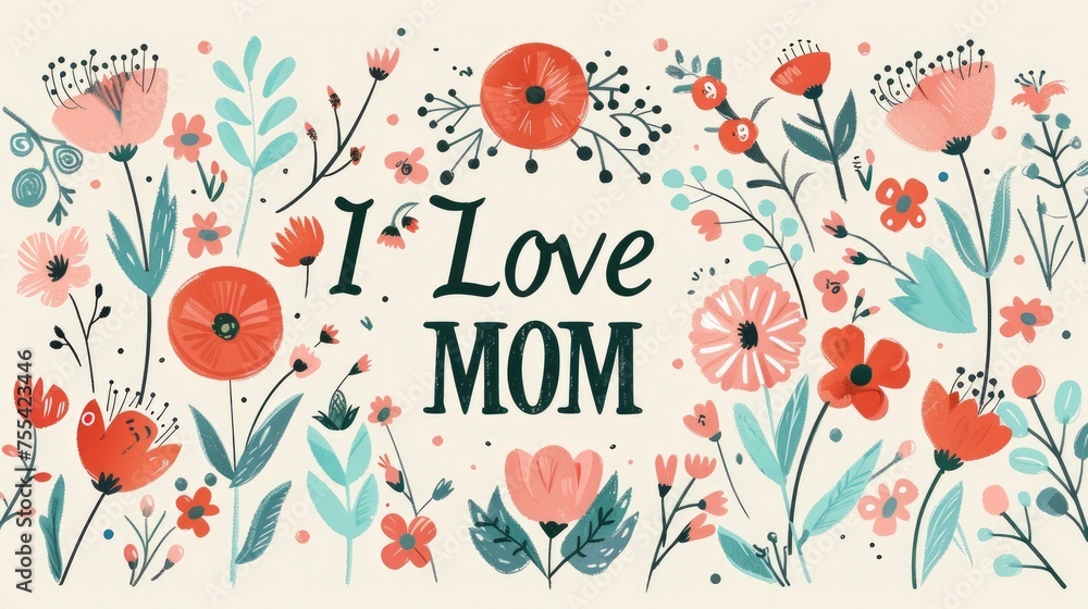 Mothers Day concept banner with the text I Love MOM