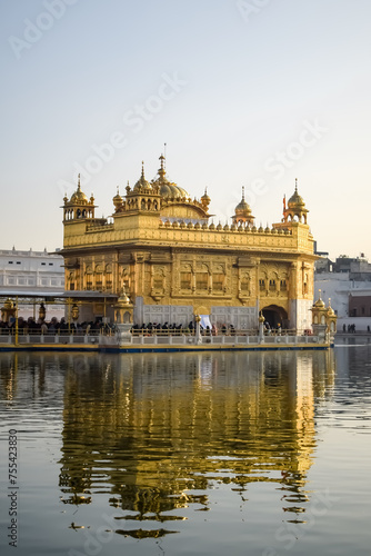 Beautiful view of Golden Temple - Harmandir Sahib in Amritsar, Punjab, India, Famous indian sikh landmark, Golden Temple, the main sanctuary of Sikhs in Amritsar, India photo