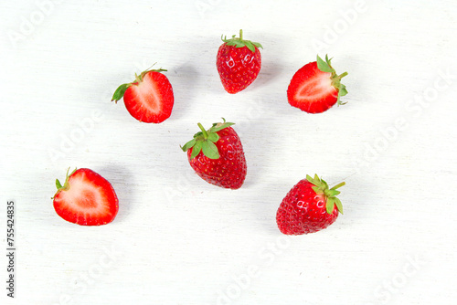 Fresh ripe strawberry  fruit isolated on white background.