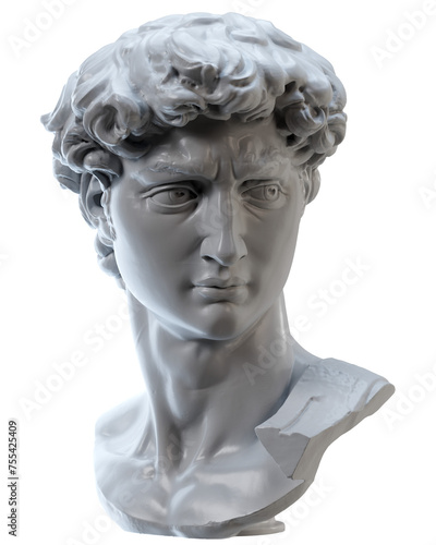 3d rendering - David's head, a sculpture made by Michelangelo (ID: 755425409)