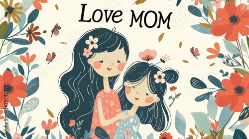 Mothers Day concept banner with the text I Love MOM