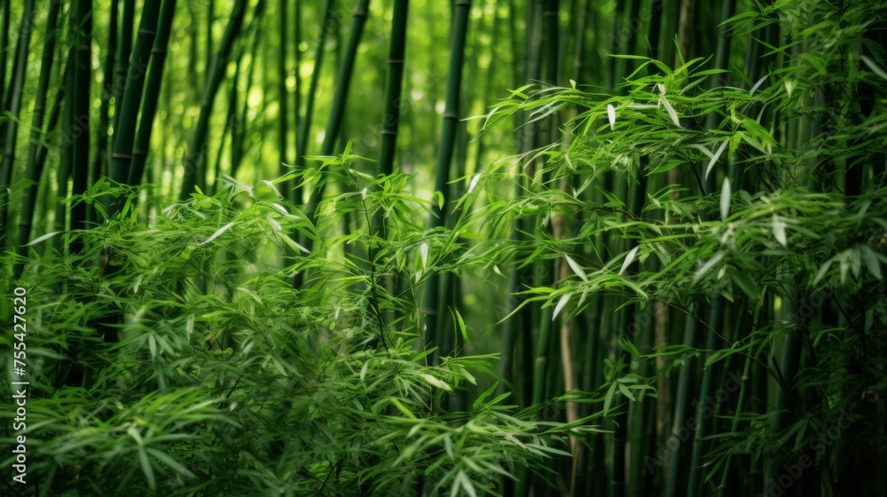 Fototapeta premium Lust green bamboo forest, Japan 