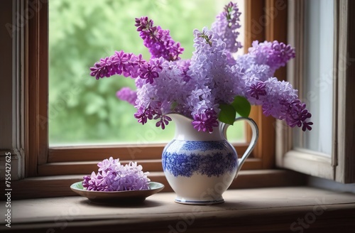 bouquet of lilac flowers in vase