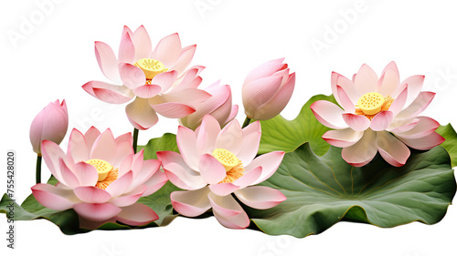Lotus blossoms isolated on a transparent background.