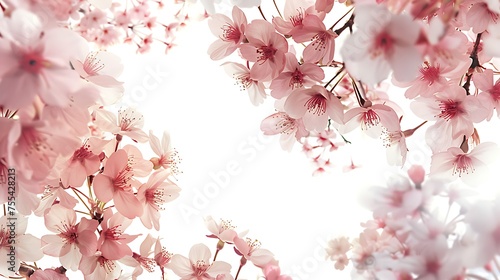 Elegant cherry blossoms in full bloom against a soft  light background  symbolizing spring and renewal 