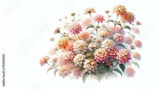 Watercolor illustration of Common Lantana flowers