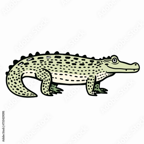 Acrobatic Cartoon Crocodile on White Background, Svg Vector Clipart