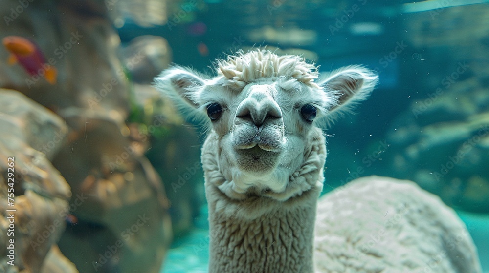 Obraz premium Alpaca at the aquarium