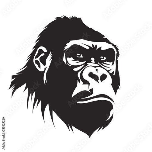 Gorilla Head Silhouette in Various Styles, Svg Vector Clipart photo