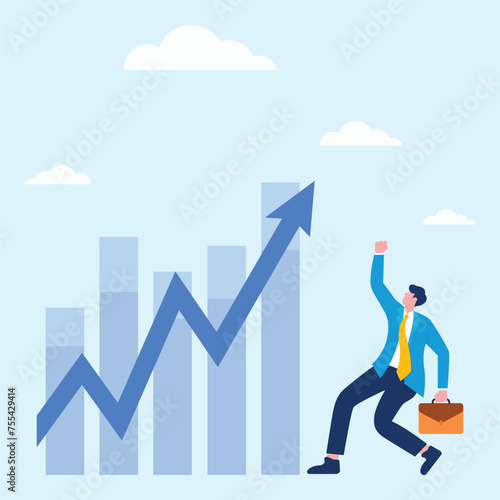 Business exponential growth in company revenues and investments earnings graph