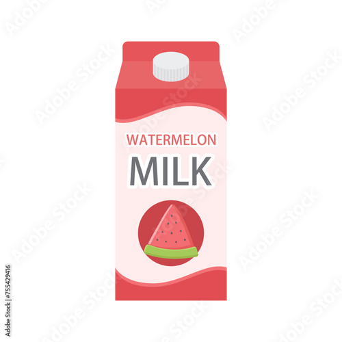 Watermelon milk vector illustration on white background. Watermelon milk is a delicious drink.