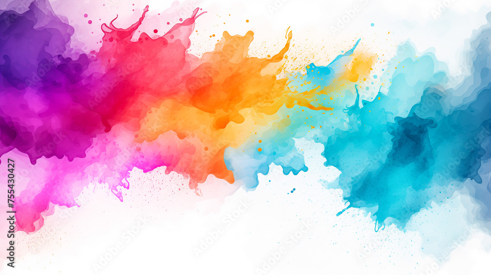 Abstract colorful watercolor splash on white background, design element